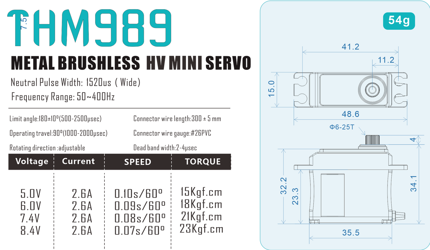 THETA THM989 HV High Torque Mini Brushless Servo