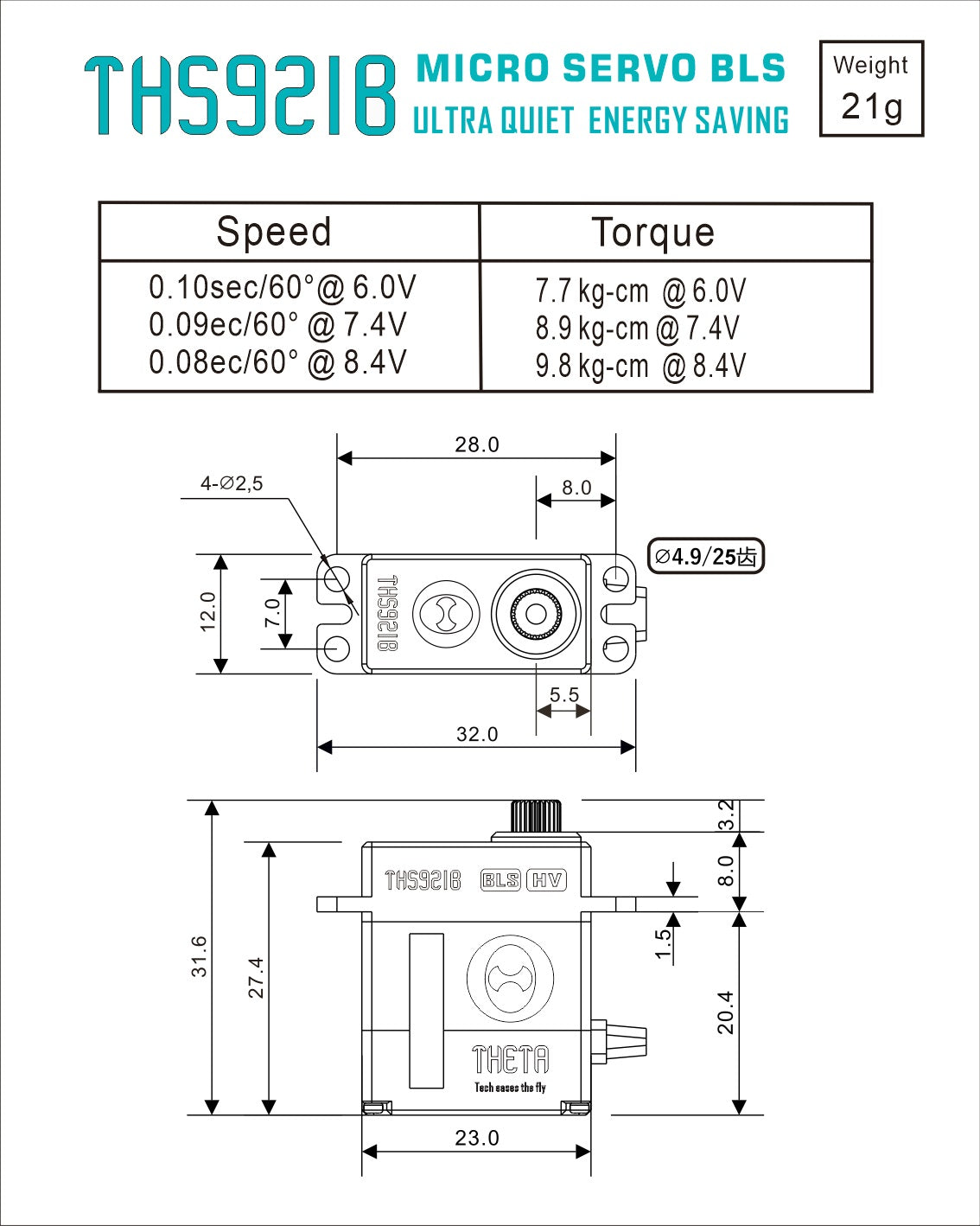 THETA THS921B HV Micro Brushless Servo