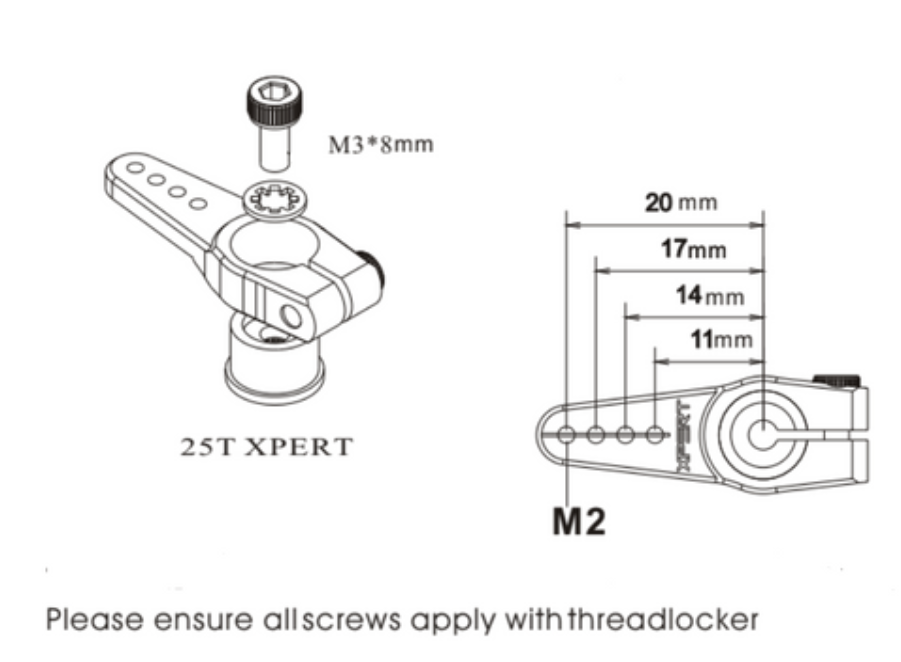 Xpert RC M-25T-0 Servo Horn (BK SERVO/THETA/TORQ/XPERT)